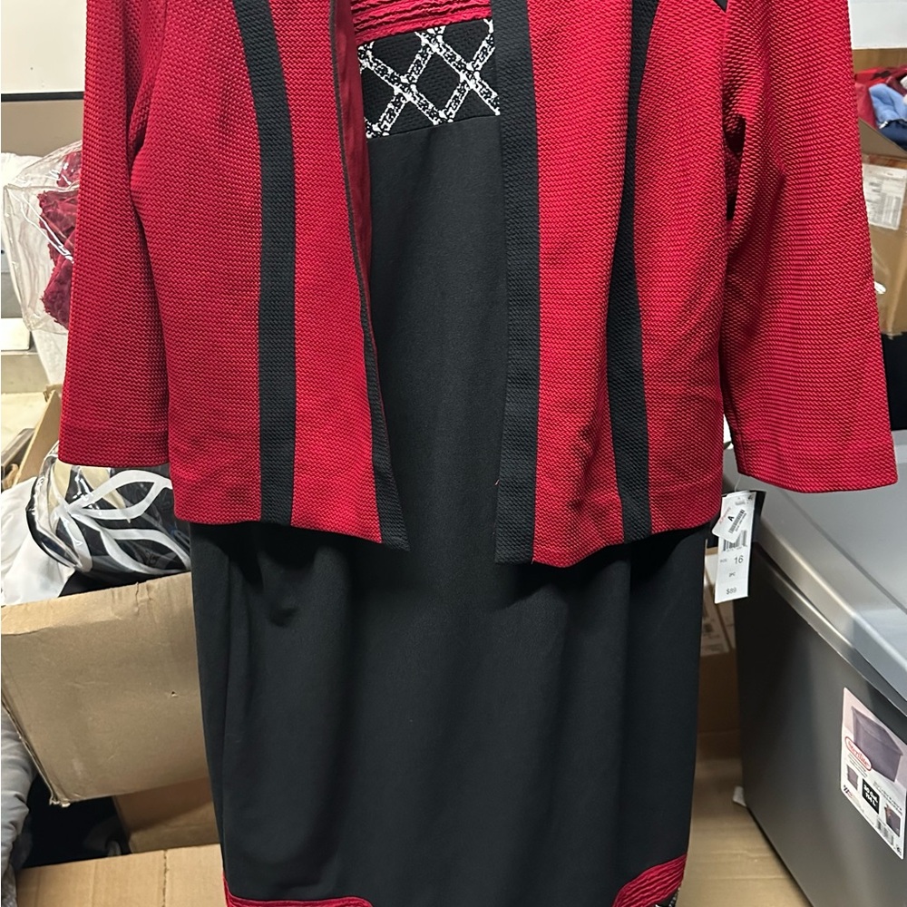Red and Black Dress with Jacket